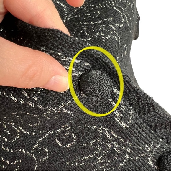 Vintage Angelli Zephyr Wool Black & Silver Floral Knit Cardigan - Picture 5 of 13